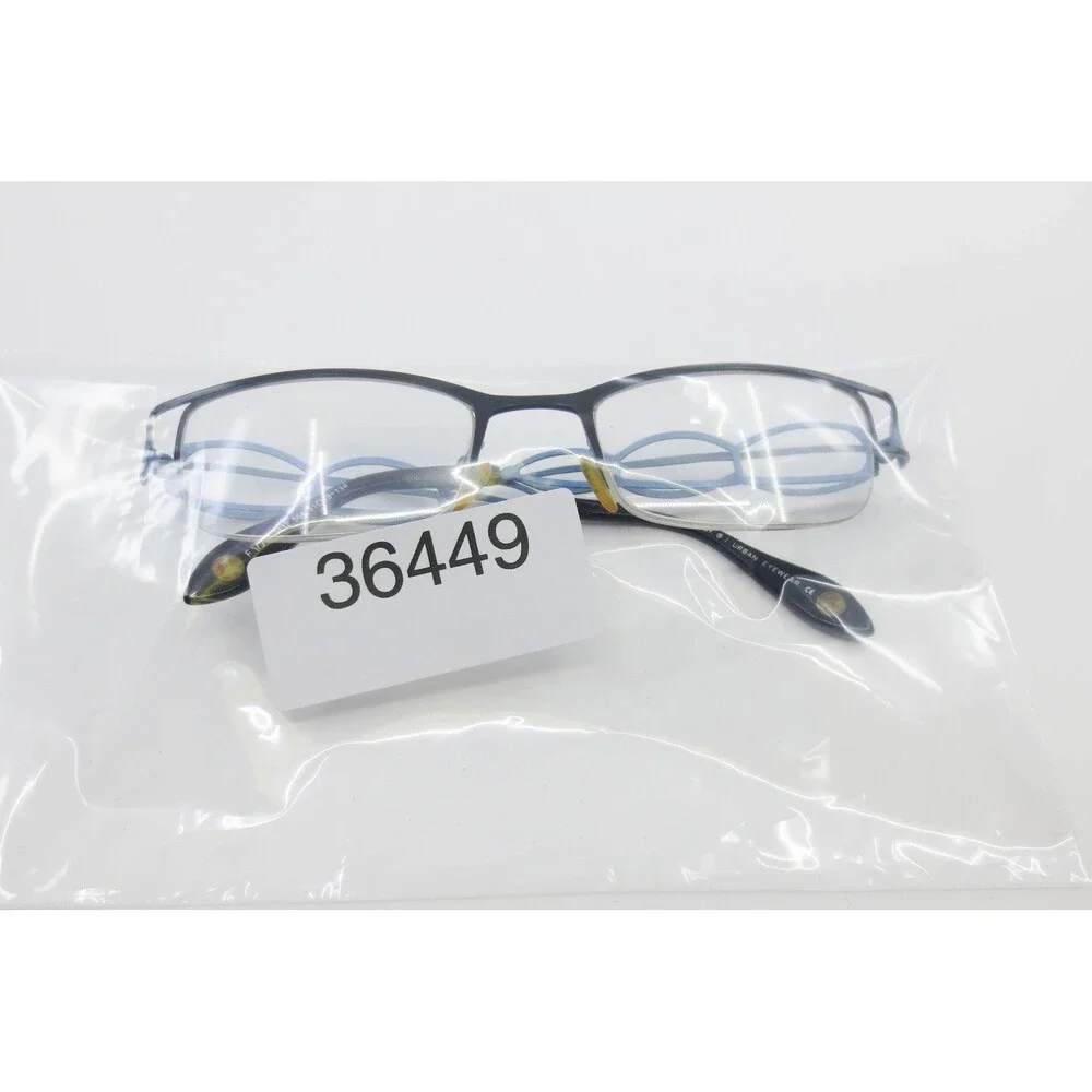 Fysh UK 3432 564 Black Blue Rectangular Semi Rimless Eyeglasses Frames 51-19-135